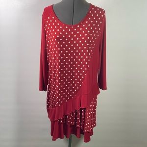 Cozy Collection U.S.A. Dress/Tunic Women Size 2X Red & White Valentine Must